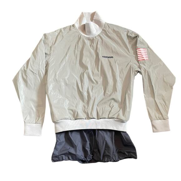 4SDESIGNS Gray Pullover Jacket American Flag Retails $1144 Athletic Streetwear - Picture 4 of 14